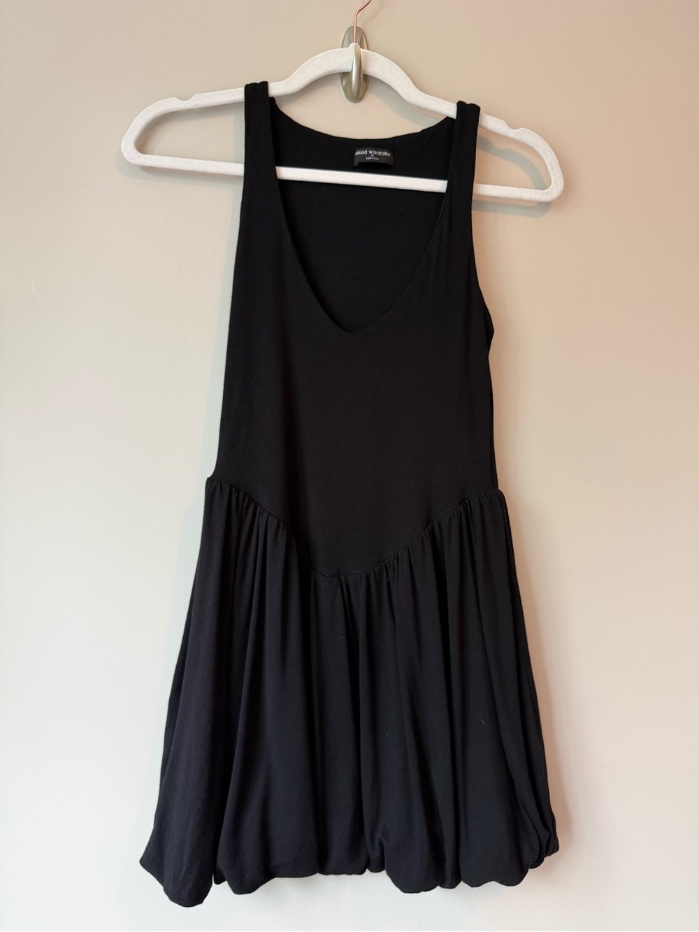Naked Wardrobe Black Drop Waist Bubble Hem Dress XS